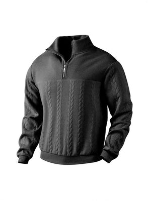 SUDADERA CASUAL CON CUELLO JACQUARD PARA HOMBRE SUDADERA CASUAL CON MEDIA CREMALLERA PARA HOMBRE