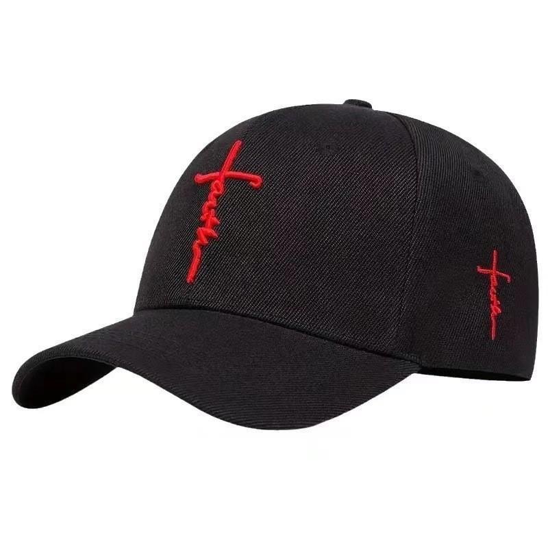 Gorra de béisbol retro informal con diseño de cruz y fe para hombre 