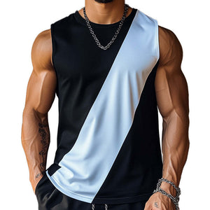 Men's Simple Contrast Color Sports Tank Top