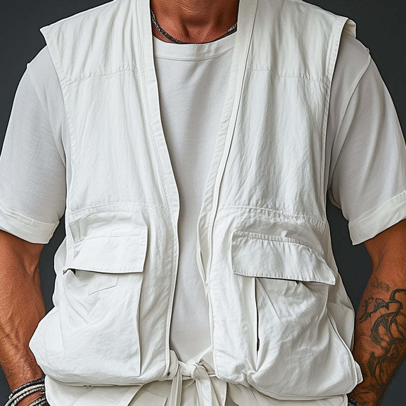 Chaleco de trabajo sencillo de color liso para hombre, de moda de primavera