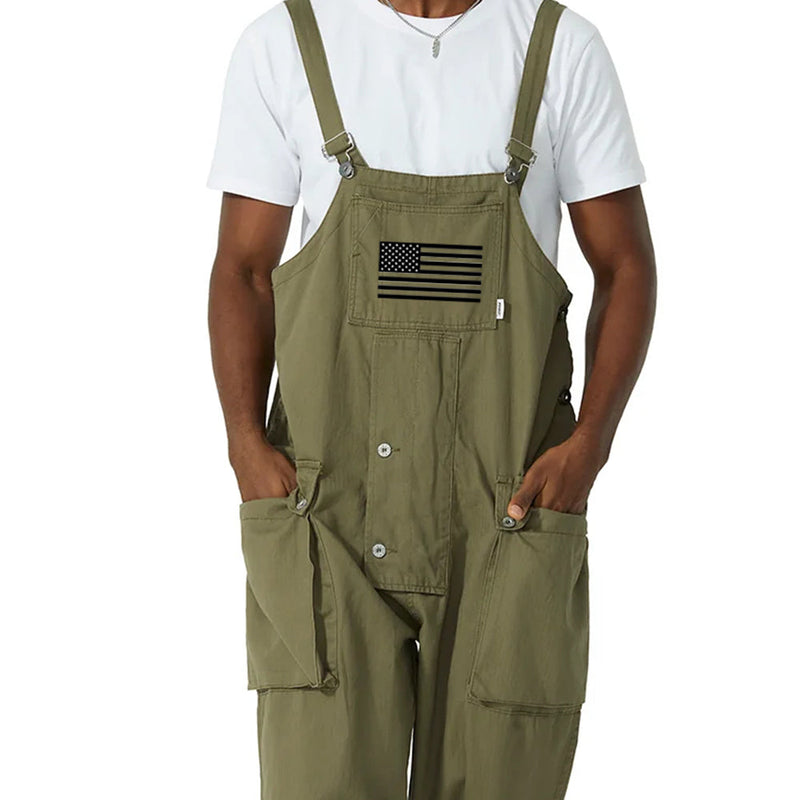 Men's Multi-Pocket Casual Loose Straight Overalls