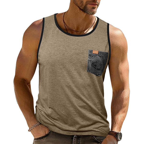 Men's Contrast Color Crew Neck Tank Top