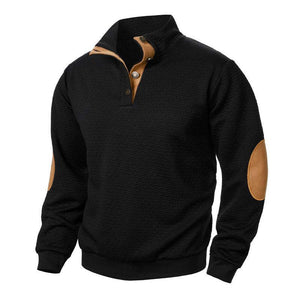 Men's Stand Collar Colorblock Casual Jacquard Sweatshirt