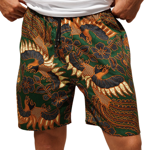 Men's Retro Casual Ethnic Style Geometric Print Drawstring Shorts