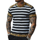 Camiseta de manga corta con cuello redondo y estampado barroco retro informal para hombre