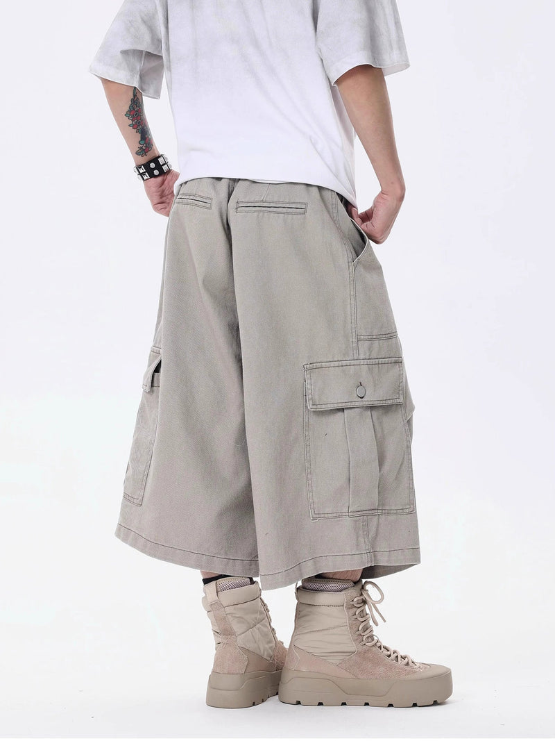 High Street Multi-pocket Workwear Casual Jorts