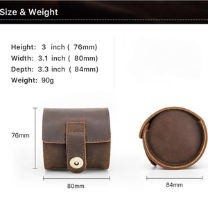Men's Classic Vintage Portable Cowhide Watch Storage Bag