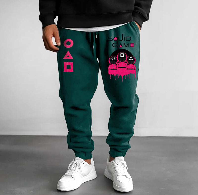 Men's Vintage Squid Game Print Casual Outdoor Sweatpants