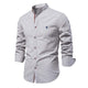 Men's Cotton And Linen Casual Solid Color Long-sleeved Shirt
