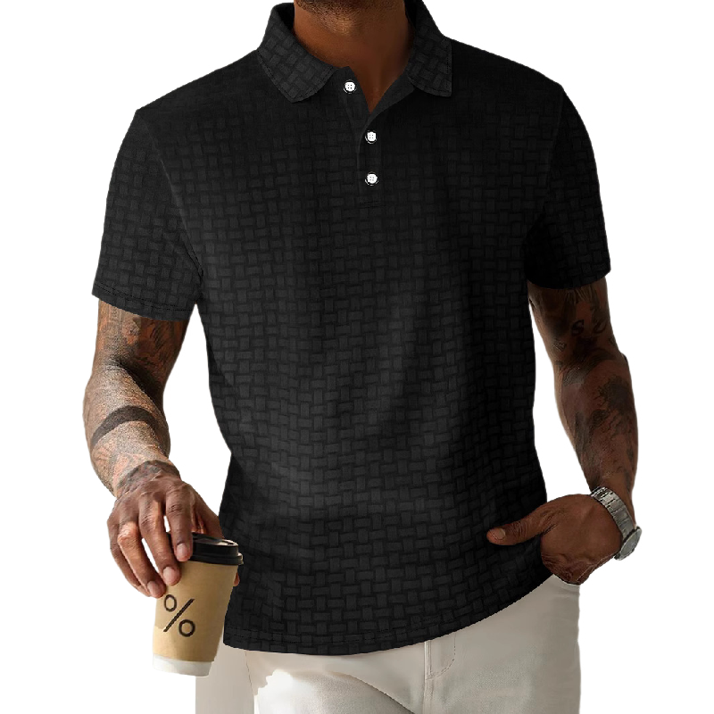 Men's Textured Striped Short-Sleeved POLO Shirt MTA0740D5X
