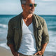 Men's Spring And Autumn Army Green Long Sleeve Shirt