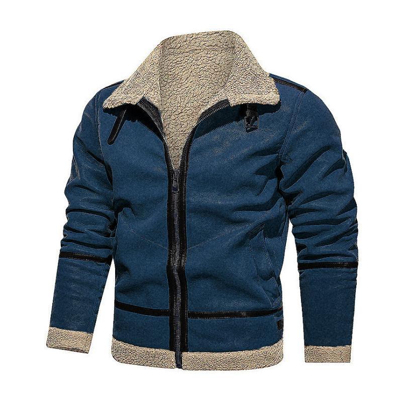 Men's Vintage Suede Lambswool Warm Lapel Zipper Loose Jacket