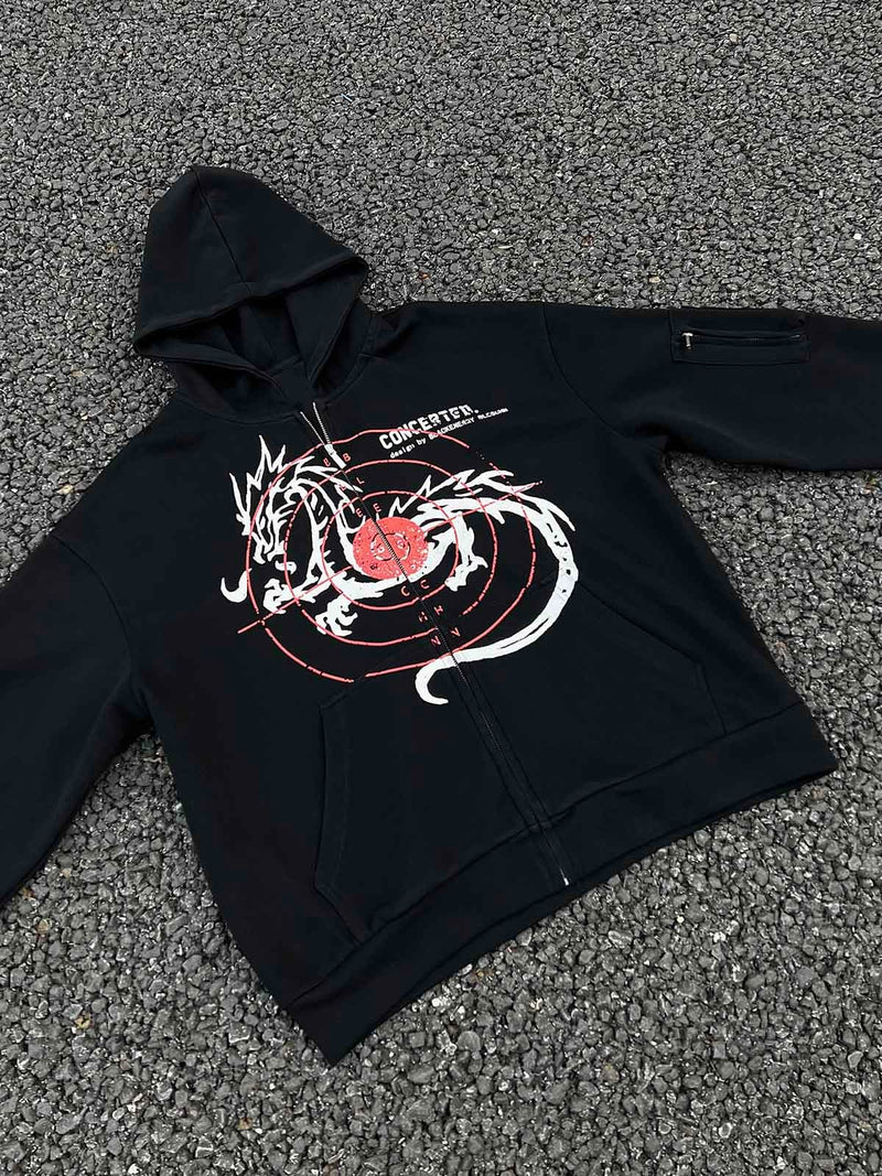 Dark Horse Print Cardigan Zip Up Hoodie