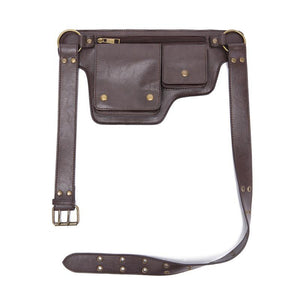 Riñonera de cuero ajustable con cremallera para deportes al aire libre para hombre