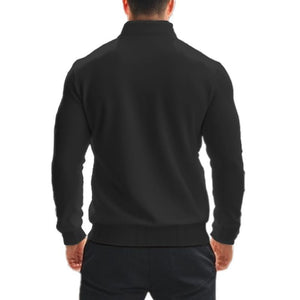 Sudadera informal con cremallera y cuello alto para hombre, color liso