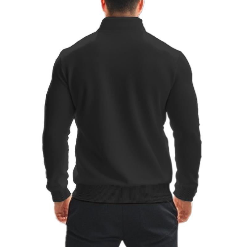 Men's Casual Zipper Stand Collar Solid Color Sweatshirt