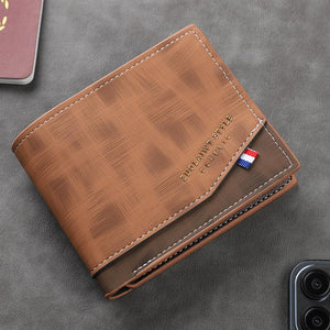 Cartera de cuero con cremallera para múltiples tarjetas para hombre