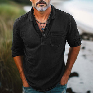 Camiseta vaquera desgastada con cuello polo para hombre