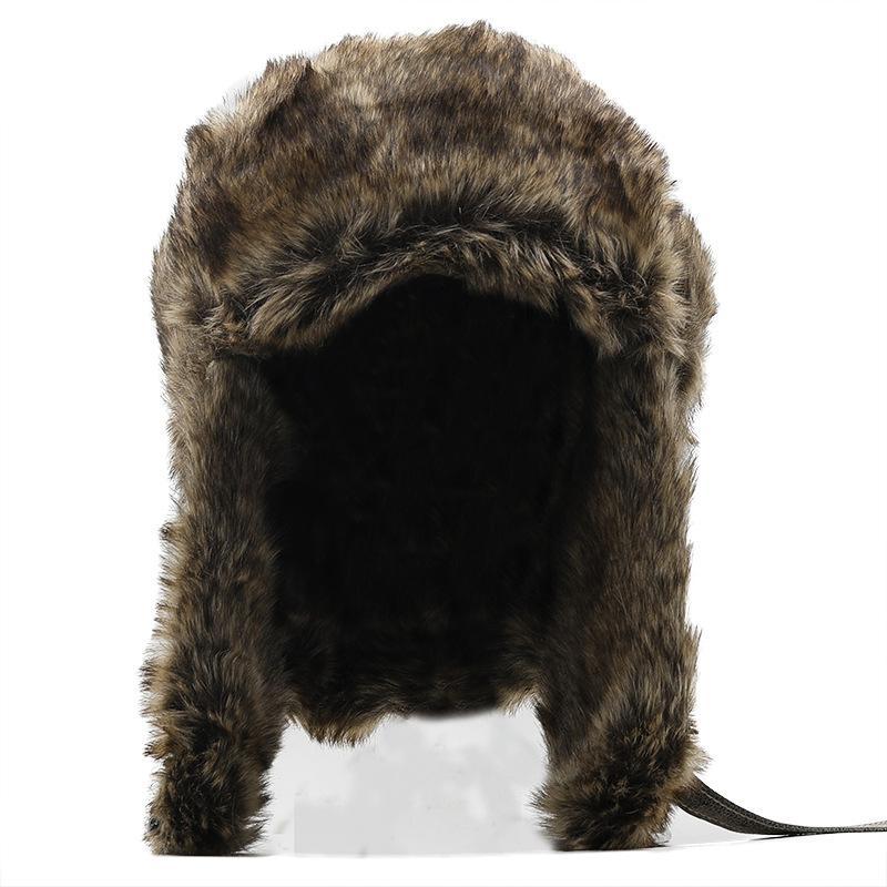 Gorro de cuero grueso y cálido con protección para los oídos para hombre