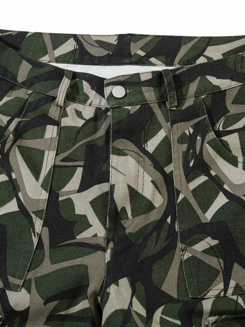 Camouflage Faux Two-piece Hooded Fleece Jacket Tracksuit