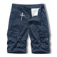 Men's CROSS print summer all-match casual pants five-point pants multi-pocket overalls shorts