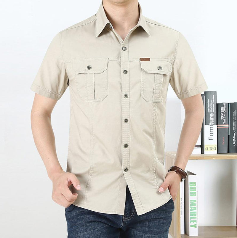 Men's Summer Short Sleeve Shirt Large Size Military Uniform Workwear Outdoor Loose Casual Shirt Thin Tops