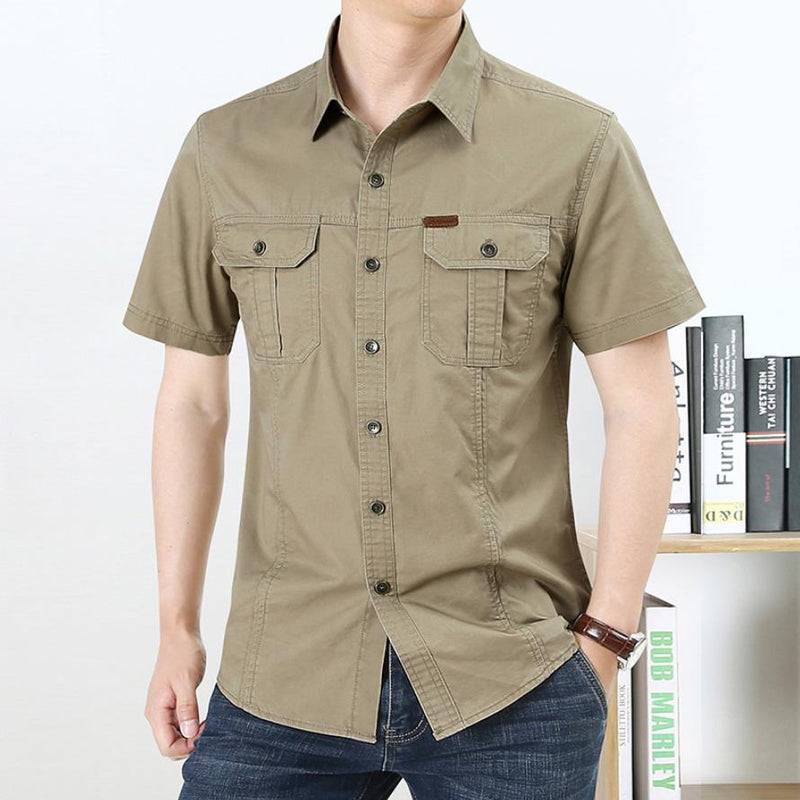 Men's Summer Short Sleeve Shirt Large Size Military Uniform Workwear Outdoor Loose Casual Shirt Thin Tops