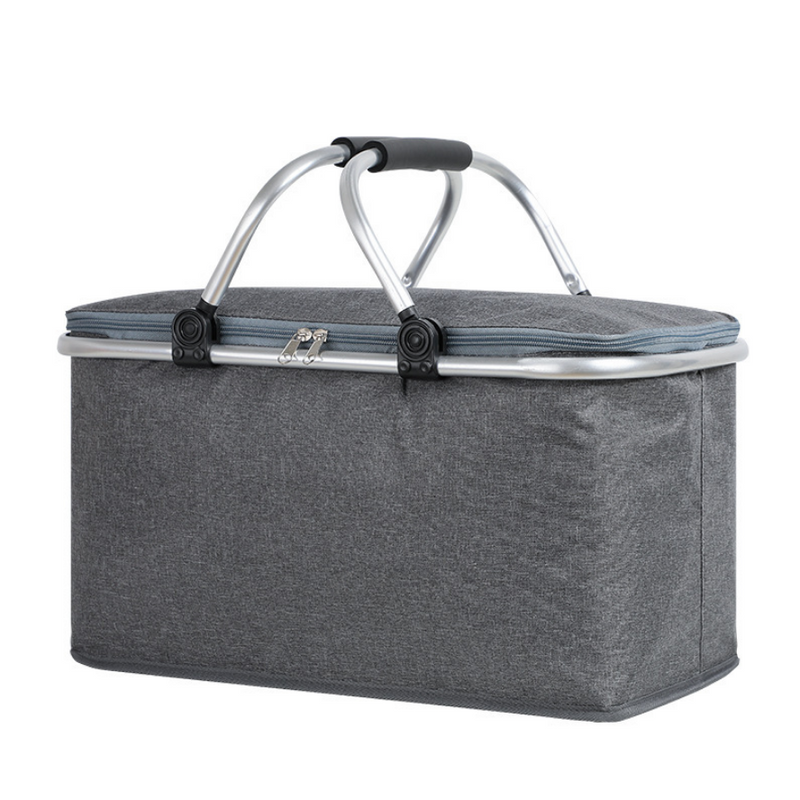 Outdoor Large-Capacity Folding Multi-Functional Picnic Basket Oxford Cloth Aluminum Foil Inner Insulation Basket