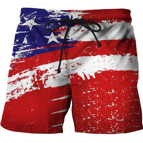 Men's Creative American Flag 3D Printed Beach Shorts