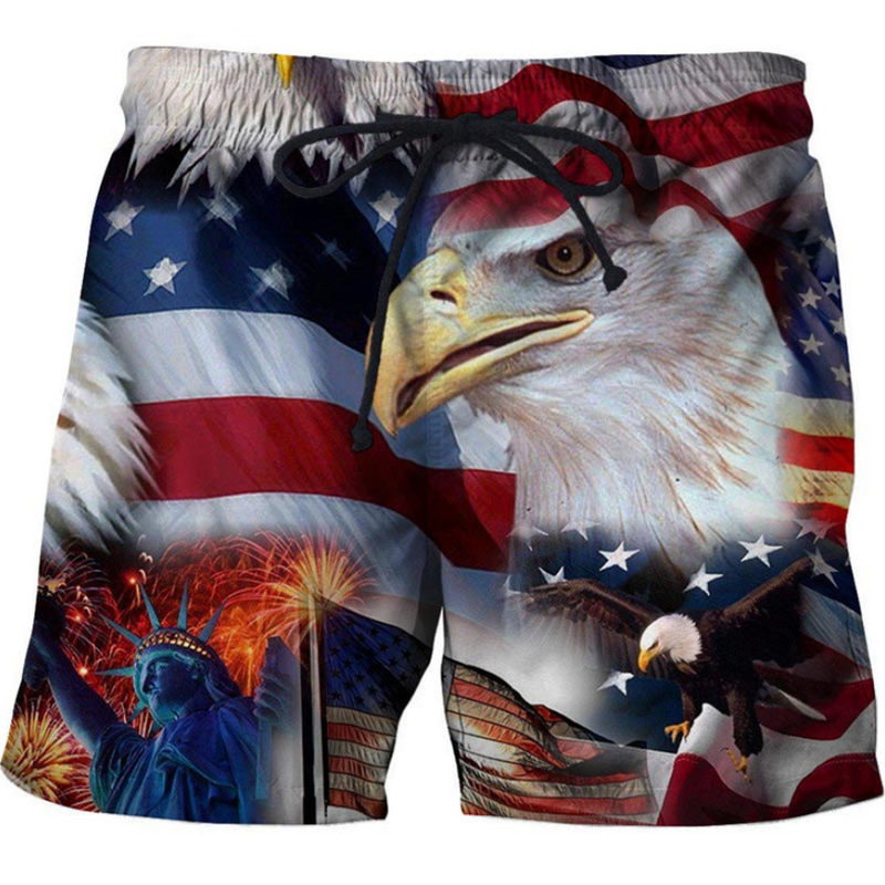 Men's Creative American Flag 3D Printed Beach Shorts