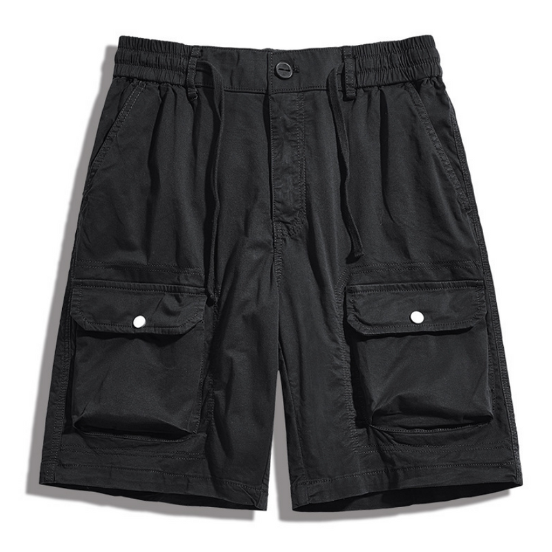 Men's Solid Color Multi-Pocket Quarter Cargo Shorts