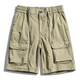 Men's Solid Color Multi-Pocket Quarter Cargo Shorts