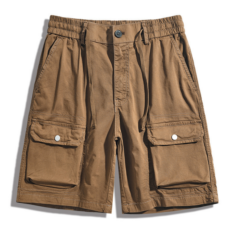 Men's Solid Color Multi-Pocket Quarter Cargo Shorts