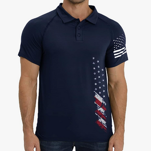 Poloshirt mit USA-Flagge und Raglan-Grafik