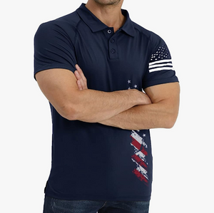 Poloshirt mit USA-Flagge und Raglan-Grafik