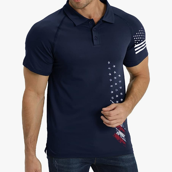 USA FLAG RAGLAN GRAPHIC POLO SHIRT