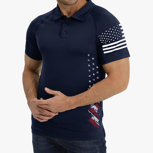 Poloshirt mit USA-Flagge und Raglan-Grafik