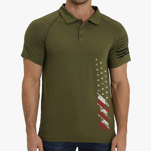Poloshirt mit USA-Flagge und Raglan-Grafik