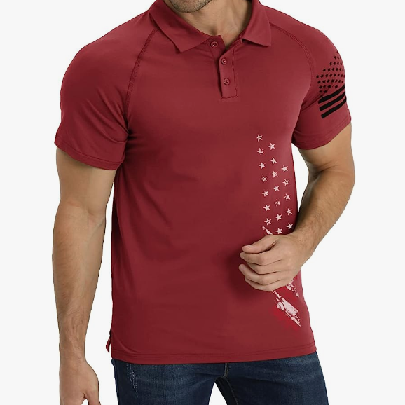 USA FLAG RAGLAN GRAPHIC POLO SHIRT