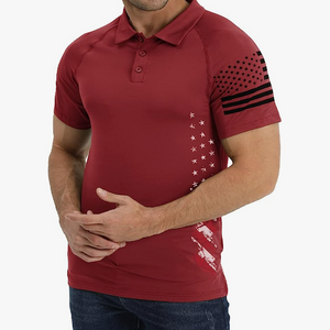 Poloshirt mit USA-Flagge und Raglan-Grafik