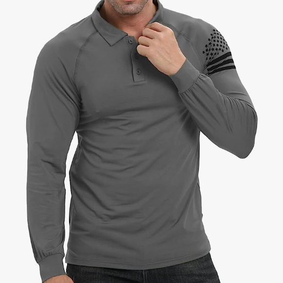 ESSENTIAL 1/4 BUTTON RAGLAN LONG SLEEVE POLO SHIRT