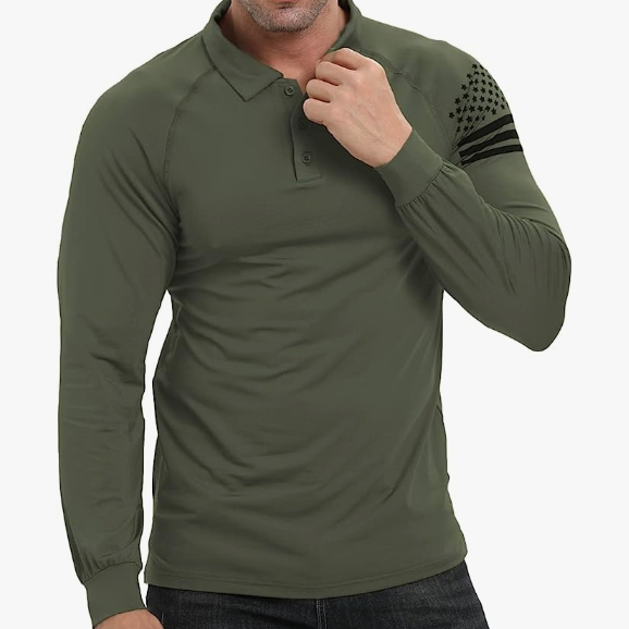 ESSENTIAL 1/4 BUTTON RAGLAN LONG SLEEVE POLO SHIRT