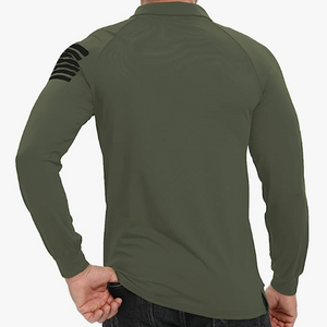 POLO DE MANGA LARGA CON ESTAMPADO RAGLÁN Y BANDERA DE EE. UU.