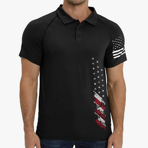 Poloshirt mit USA-Flagge und Raglan-Grafik