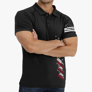 Poloshirt mit USA-Flagge und Raglan-Grafik