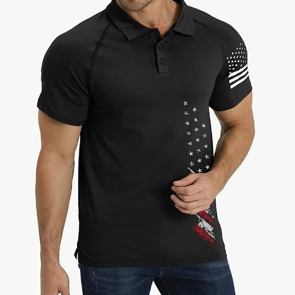 USA FLAG RAGLAN GRAPHIC POLO SHIRT