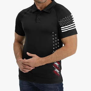 Poloshirt mit USA-Flagge und Raglan-Grafik