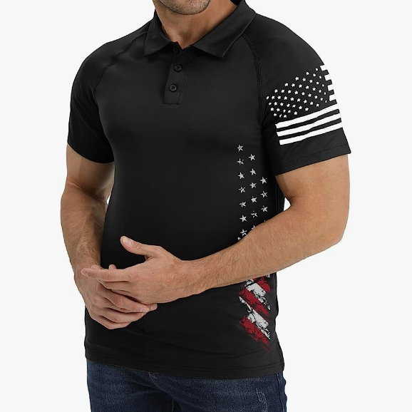 USA FLAG RAGLAN GRAPHIC POLO SHIRT