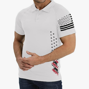 Poloshirt mit USA-Flagge und Raglan-Grafik