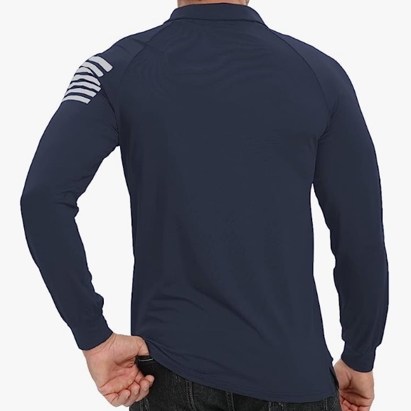 ESSENTIAL 1/4 BUTTON RAGLAN LONG SLEEVE POLO SHIRT